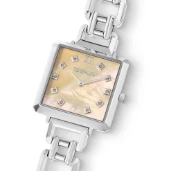 COEUR DE LION Uhren-Ikonische Cube-Statement-Uhr Apricot Crush Silber