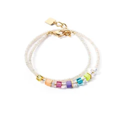 COEUR DE LION Fröhliche Farben-Joyful Colors Wickelarmband Gold Regenbogen