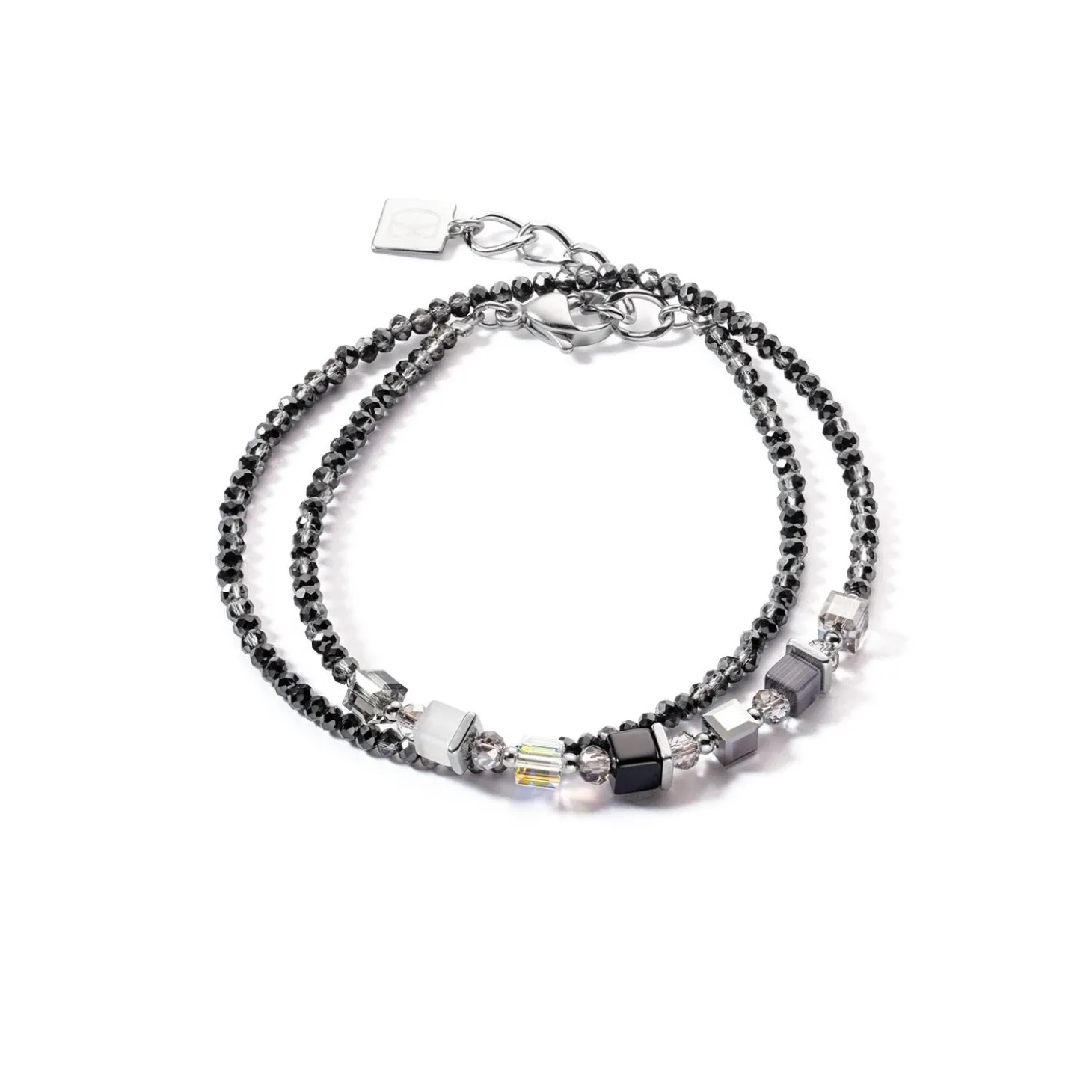 COEUR DE LION Fröhliche Farben-Joyful Colors Wickelarmband Silbergrau