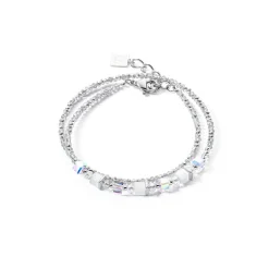 COEUR DE LION Fröhliche Farben-Joyful Colors Wickelarmband Silber Weiß