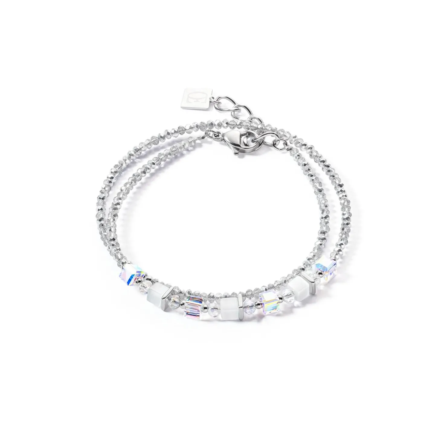 COEUR DE LION Fröhliche Farben-Joyful Colors Wickelarmband Silber Weiß