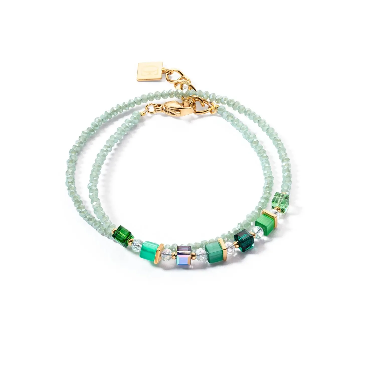 COEUR DE LION Fröhliche Farben-Joyful Colors Wickelarmband Goldgrün