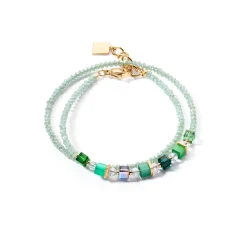COEUR DE LION Mix&And&Match-Armbänder-Joyful Colors Wickelarmband Goldgrün