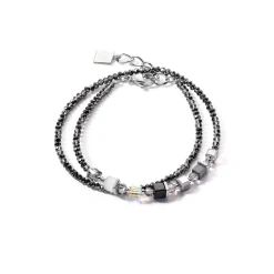 COEUR DE LION Kristallarmbänder-Joyful Colors Wickelarmband Silbergrau