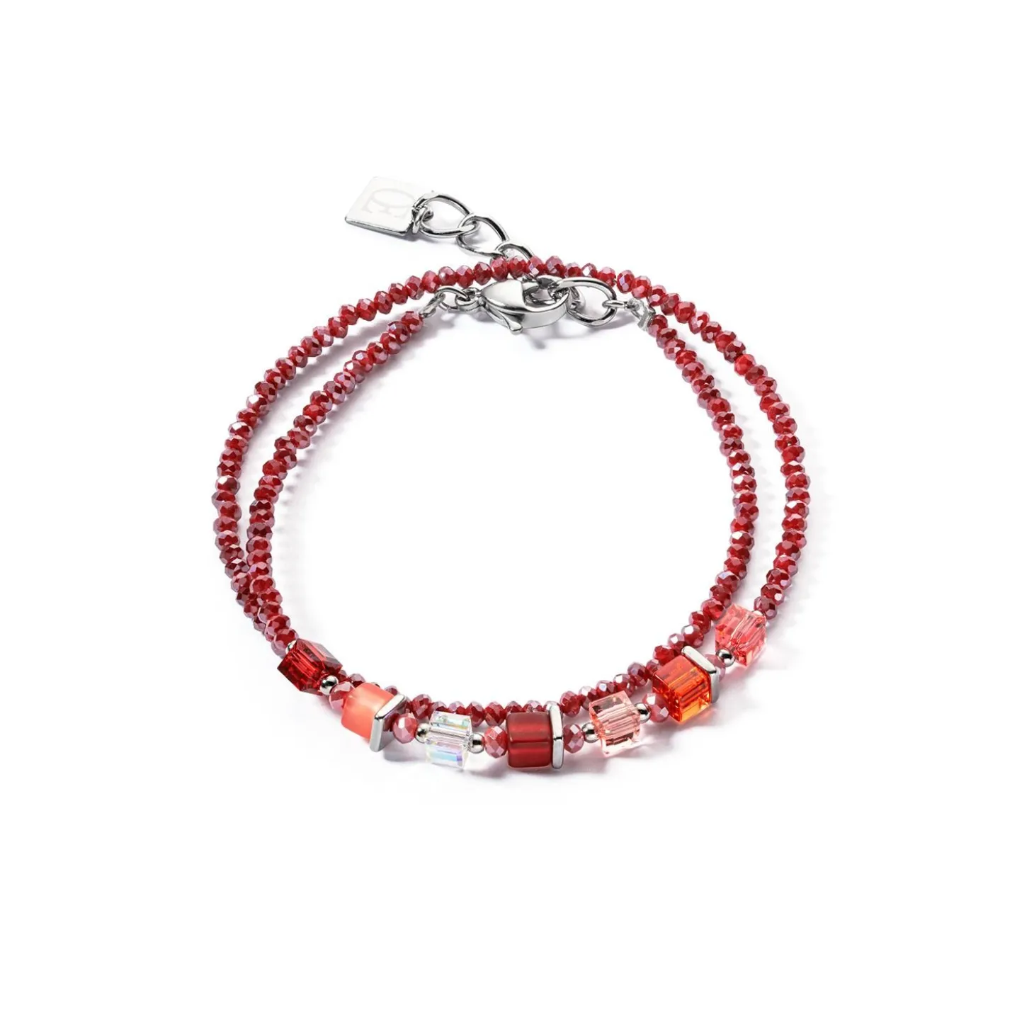 COEUR DE LION Kristallarmbänder-Joyful Colors Wickelarmband Silber Rot