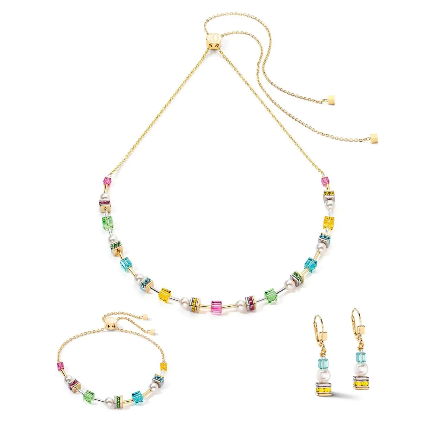 COEUR DE LION Echter Stein-Joyful Cubes & Pearls Armband Mehrfarbig