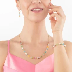 COEUR DE LION Echter Stein-Joyful Cubes & Pearls Halskette Mehrfarbig