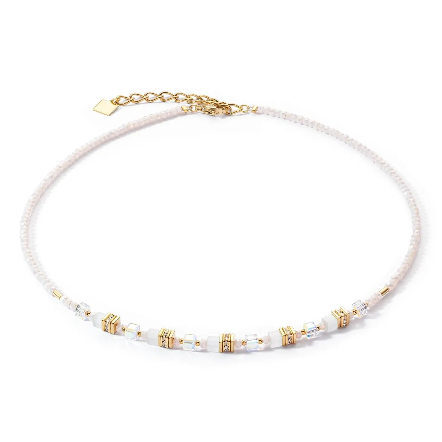 COEUR DE LION Hochzeit-Mini Cubes Halskette Gold Weiß