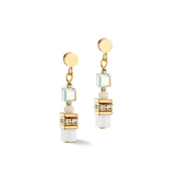 COEUR DE LION Hochzeit-Mini Cubes Ohrringe Gold Weiß