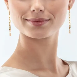 COEUR DE LION Wasserfall-Ohrringe-Moderne Kettenohrringe mit Süßwasserperlenanhängern in Gold