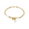 COEUR DE LION Hochzeit-Modernes Kettenarmband mit Süßwasserperlenanhängern in Gold