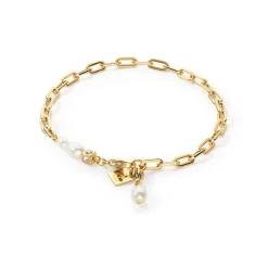 COEUR DE LION Perlenarmbänder-Modernes Kettenarmband mit Süßwasserperlenanhängern in Gold