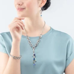 COEUR DE LION Multiwear-Halsketten-Neptuns Schatz-Halskette Silberblau
