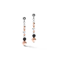COEUR DE LION Edelsteinohrringe-Ohrringe Amulett Kleine Kristalle & Gestreifter Onyx Grau-Kristall