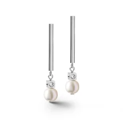 COEUR DE LION Ohrstecker-Ohrringe Asymmetrie Süßwasserperlen & Edelstahl Weiß-Silber