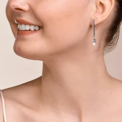 COEUR DE LION Hochzeit-Ohrringe Asymmetrie Süßwasserperlen & Edelstahl Weiß-Silber