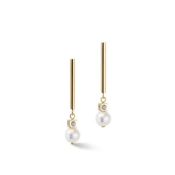 COEUR DE LION Hochzeit-Ohrringe Asymmetrie Süßwasserperlen & Edelstahl Weißgold