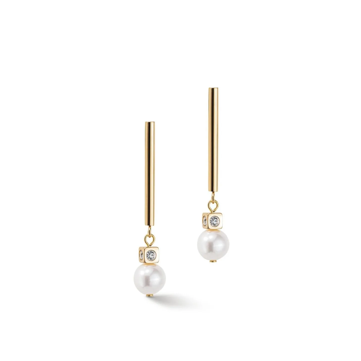 COEUR DE LION Hochzeit-Ohrringe Asymmetrie Süßwasserperlen & Edelstahl Weißgold