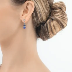 COEUR DE LION Echter Stein-Ohrringe Atlantis Kugeln Silber-Blau