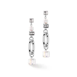 COEUR DE LION Ohrhänger-Ohrringe Chunky Chain & Cubes Runway Exlusive Silber
