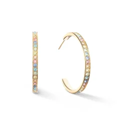 COEUR DE LION Ohrstecker-Ohrringe Creolen 35 Edelstahl & Kristalle Gold Multi Pastell