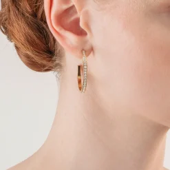 COEUR DE LION Ohrstecker-Ohrringe Creolen 35 Edelstahl & Kristalle Goldkristall