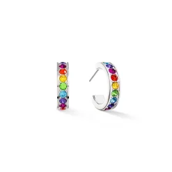 COEUR DE LION Coeur Essentials-Ohrringe Creolen 20 Edelstahl & Kristalle Silber Mehrfarbig