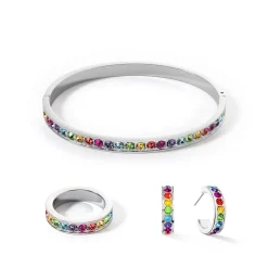 COEUR DE LION Coeur Essentials-Ohrringe Creolen 20 Edelstahl & Kristalle Silber Mehrfarbig