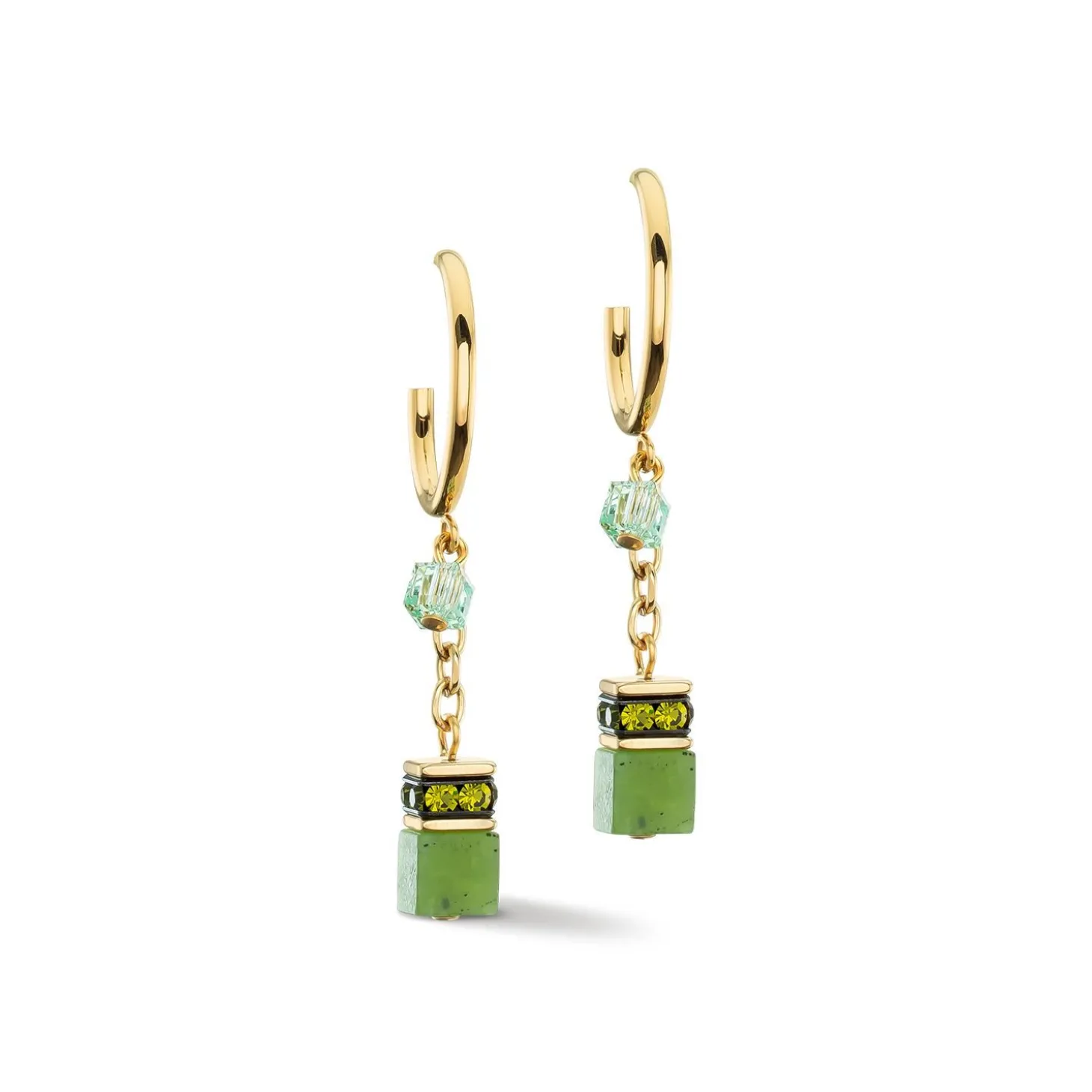 COEUR DE LION Geocube® Tone&In&Tone-Ohrringe Creolen Geocube® Festliche Schicht Gold-Grün