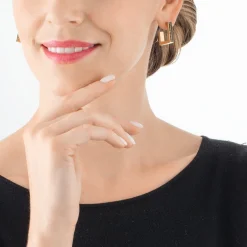 COEUR DE LION Creolen-Ohrringe Creolen Quadratische Streifen 20 Gold-Schwarz