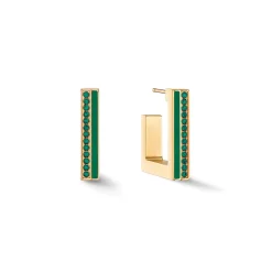 COEUR DE LION Coeur Essentials-Ohrringe Creolen Quadratische Streifen 20 Gold-Grün