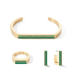 COEUR DE LION Coeur Essentials-Ohrringe Creolen Quadratische Streifen 20 Gold-Grün