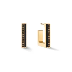 COEUR DE LION Coeur Essentials-Ohrringe Creolen Quadratische Streifen 20 Gold-Schwarz