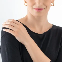 COEUR DE LION Coeur Essentials-Ohrringe Creolen Quadratische Streifen 20 Gold-Weiß