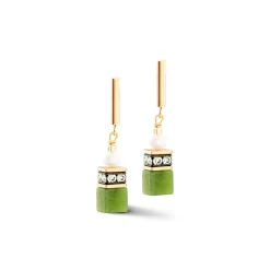 COEUR DE LION Ohrstecker-Ohrringe Geocube® Fusion Precious Pearl Mix Gold-Grün