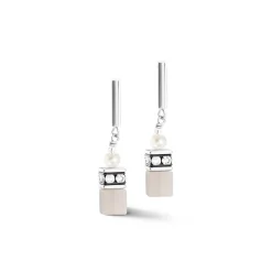COEUR DE LION Geocube® Tone&In&Tone-Ohrringe Geocube® Fusion Precious Pearl Mix Silbergrau