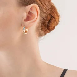 COEUR DE LION Creolen-Ohrringe Kreolen 20 Edelstahl & Kristalle Gold Multi Pastell