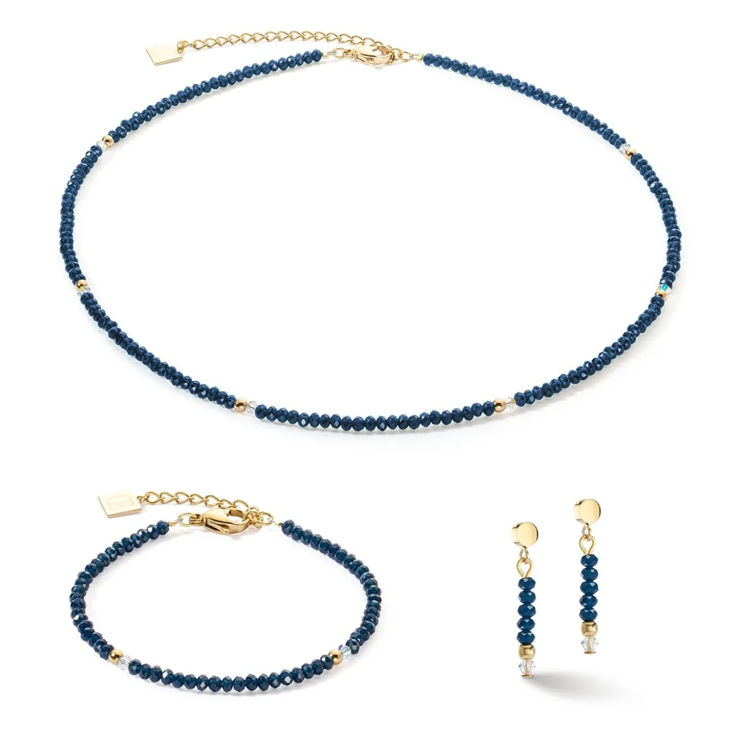 COEUR DE LION Ohrstecker-Ohrringe Little Twinkle Gold-Dunkelblau