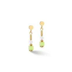 COEUR DE LION Ohrstecker-Ohrringe Mini Cubes & Pearls Mix Gold-Regenbogen