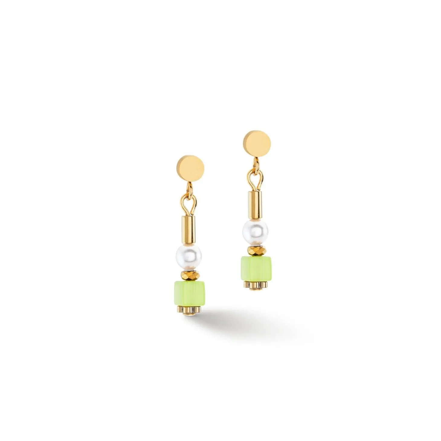 COEUR DE LION Ohrstecker-Ohrringe Mini Cubes & Pearls Mix Gold-Regenbogen