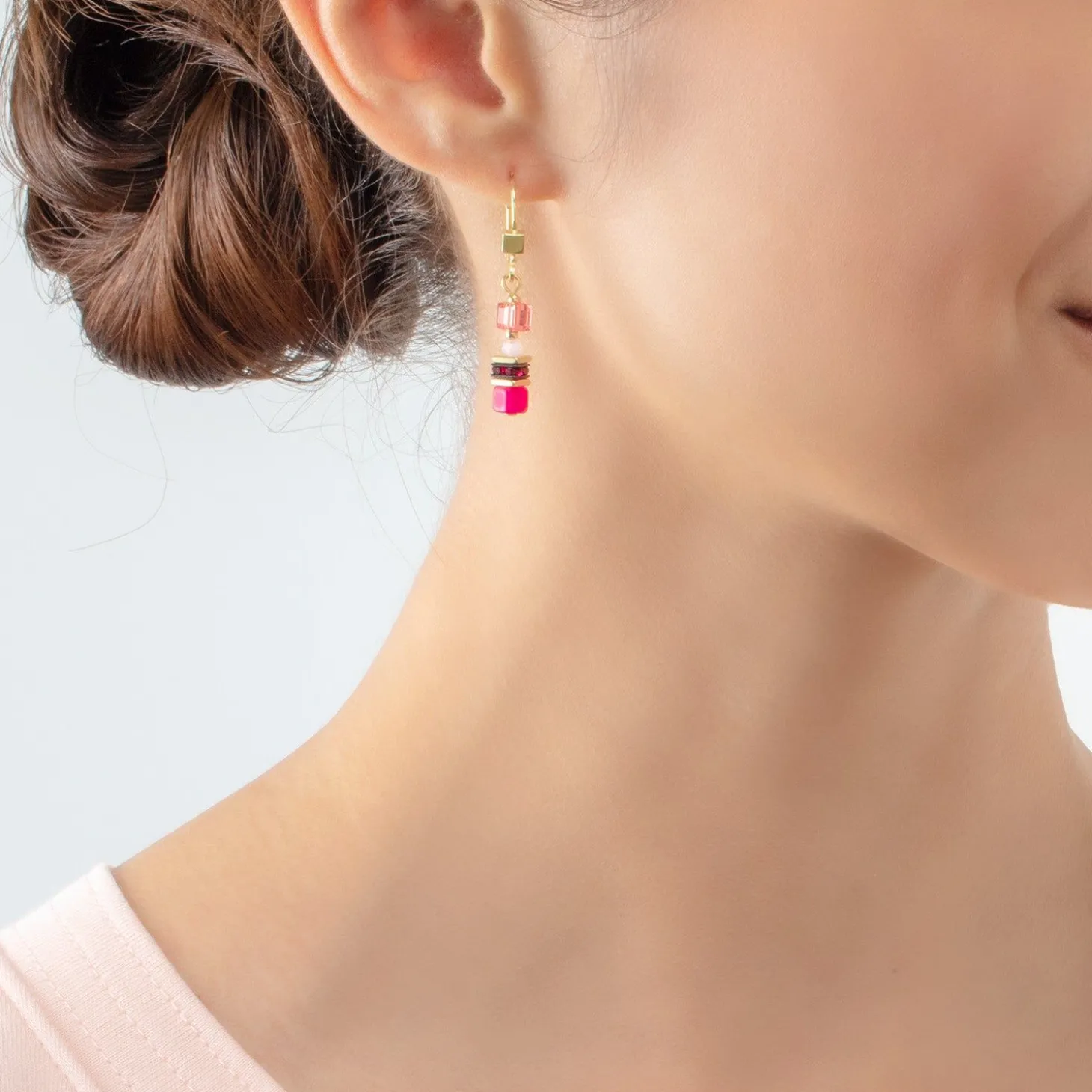 COEUR DE LION Ohrstecker-Ohrringe Mini Cubes Magenta