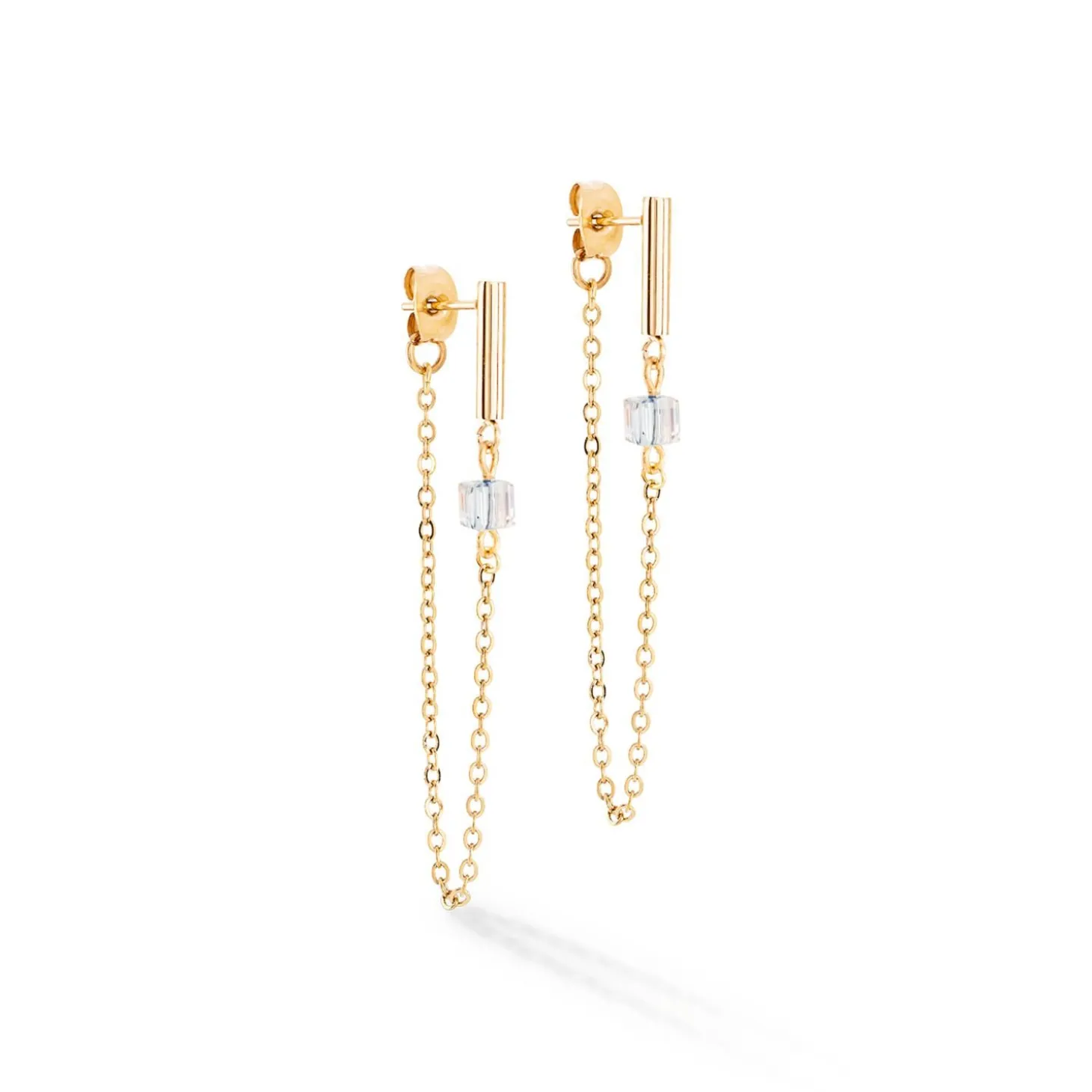 COEUR DE LION Ohrstecker-Ohrringe Mini Würfel & Kette Gold-Schwarz