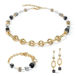 COEUR DE LION Festliche Kollektion-Ohrringe Mysterious Mix Gold-Schwarz
