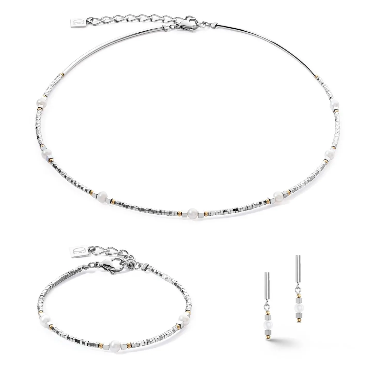 COEUR DE LION Ohrstecker-Ohrringe Orbit Süßwasserperle Silber