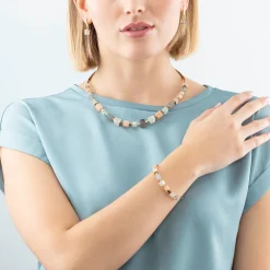 COEUR DE LION Ohrstecker-Ohrringe Precious Statement Cubes Grau-Pfirsich