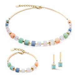 COEUR DE LION Ohrstecker-Ohrringe Precious Statement Cubes Mehrfarbig-Sanft