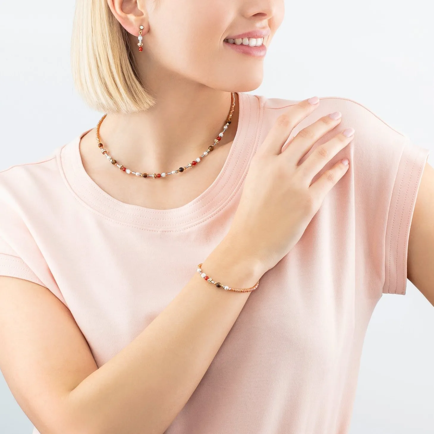 COEUR DE LION Ohrstecker-Ohrringe Princess Spheres Mix Orange