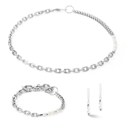 COEUR DE LION Ohrstecker-Ohrringe Shape Shifter Süßwasserperlen Silber
