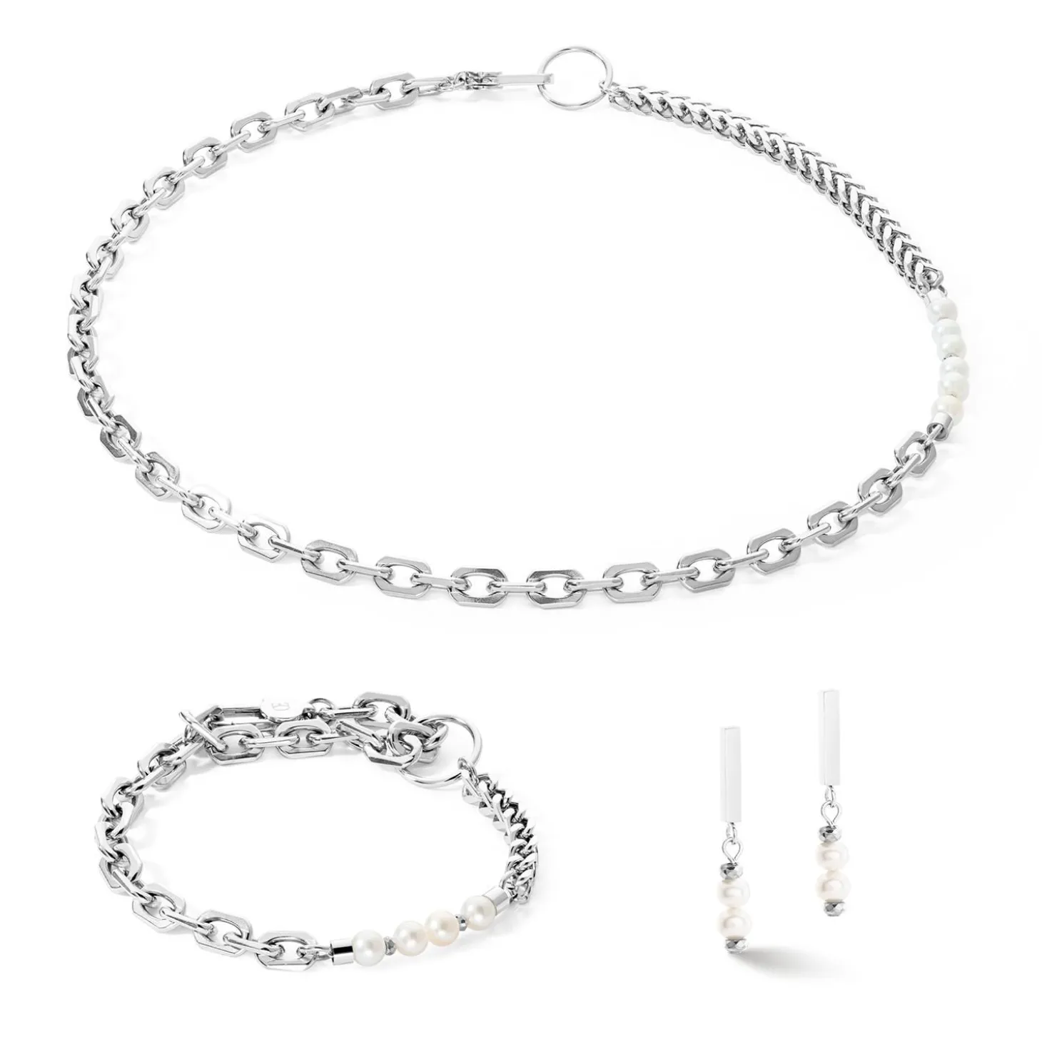 COEUR DE LION Perlenohrringe-Ohrringe Shape Shifter Süßwasserperlen Silber