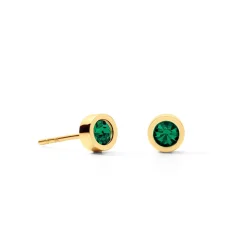 COEUR DE LION Ohrstecker-Ohrringe Sparkling Dots Gold-Dunkelgrün